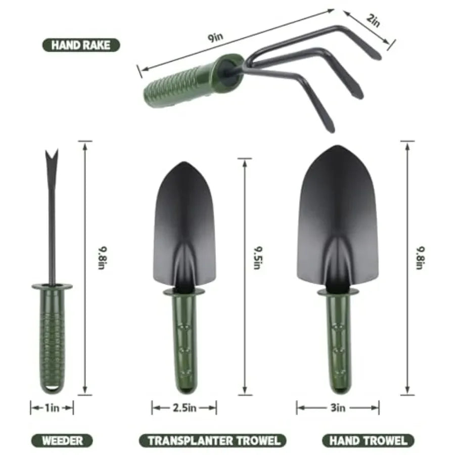 Garden Tool Set4 Pieces Garden Tools Including Hand Shovel Transplant Shovel Weeder and Hand Rake with Non-Slip Handle Idea for