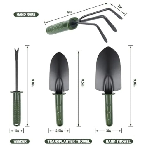 Garden Tool Set4 Pieces Garden Tools Including Hand Shovel Transplant Shovel Weeder and Hand Rake with Non-Slip Handle Idea for