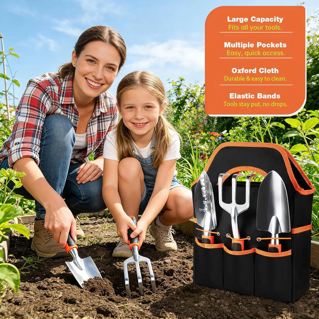 Gardening Tools Set of 3 - Premium Magnesium-Aluminum Hand Tools with Comfort Grip for Home & Farm Use