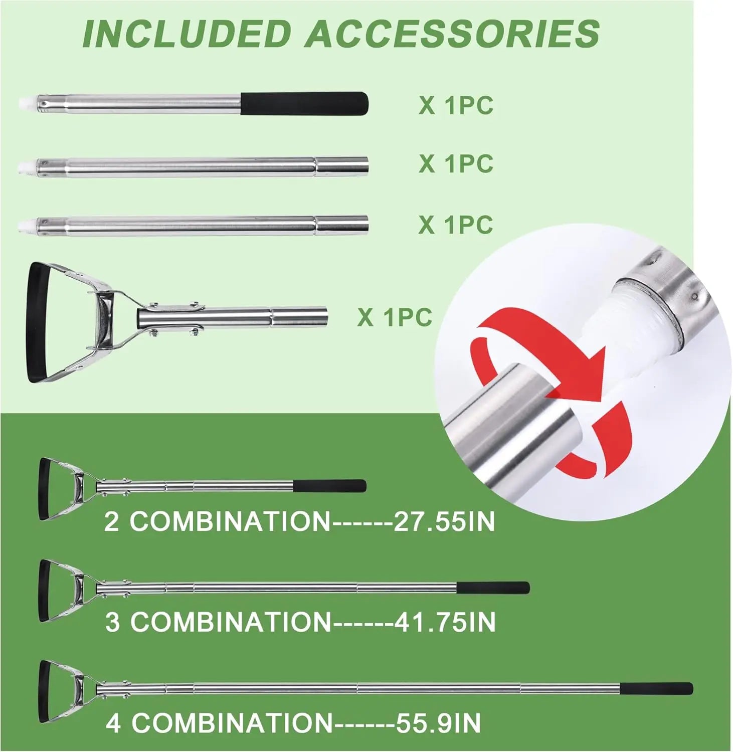 Garden Hoe 3-Height Adjustable 55.9 Inch Long Handle Weeding Tool, Stainless Steel Heavy Duty Scuffle Hoe for Lawn, Yard &