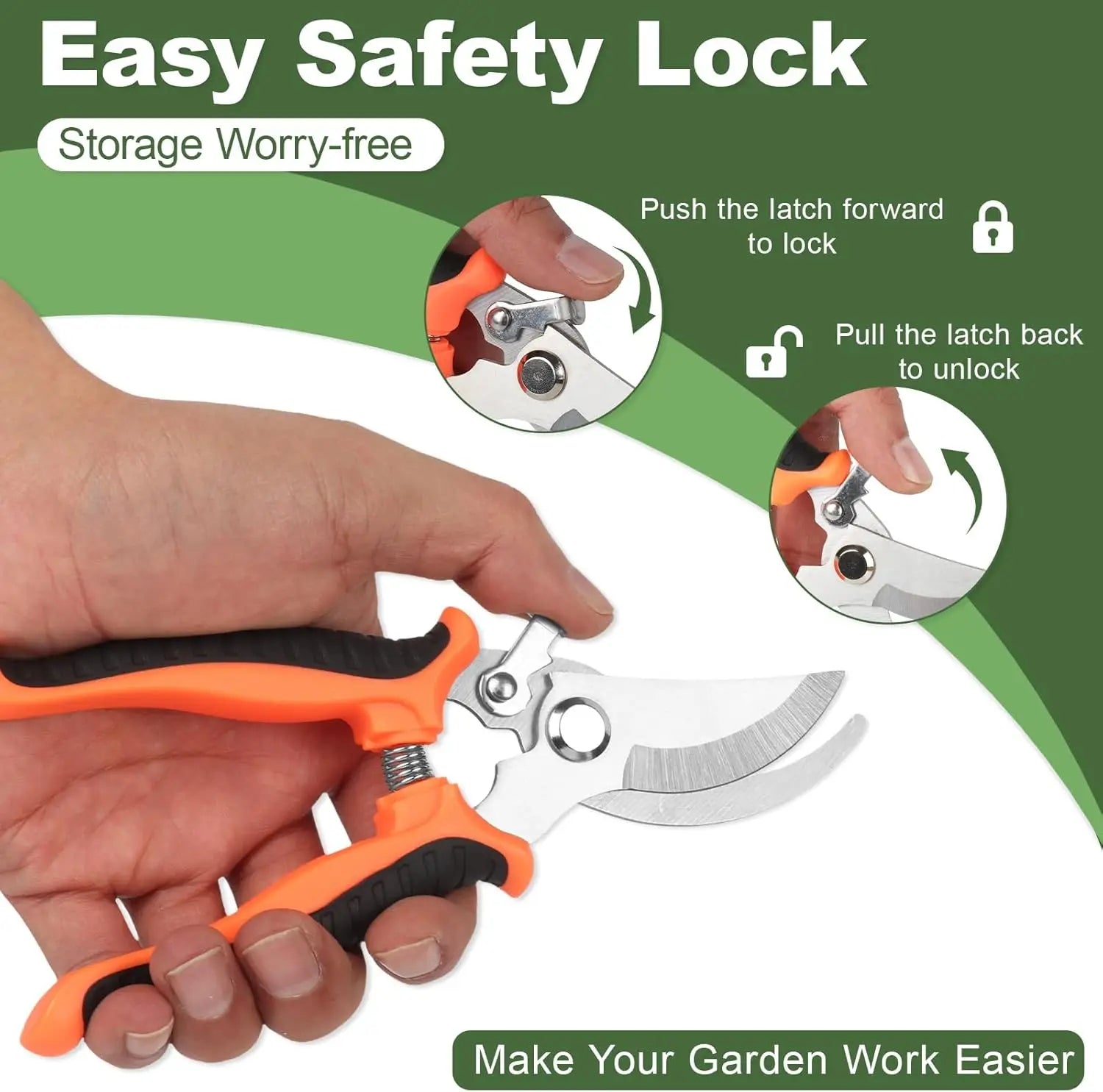 Premium Pruning Shears for Rose Bushes, 7.5IN Garden Clippers with Stainless Steel Blades, Effortless Cutting & Soft Grip