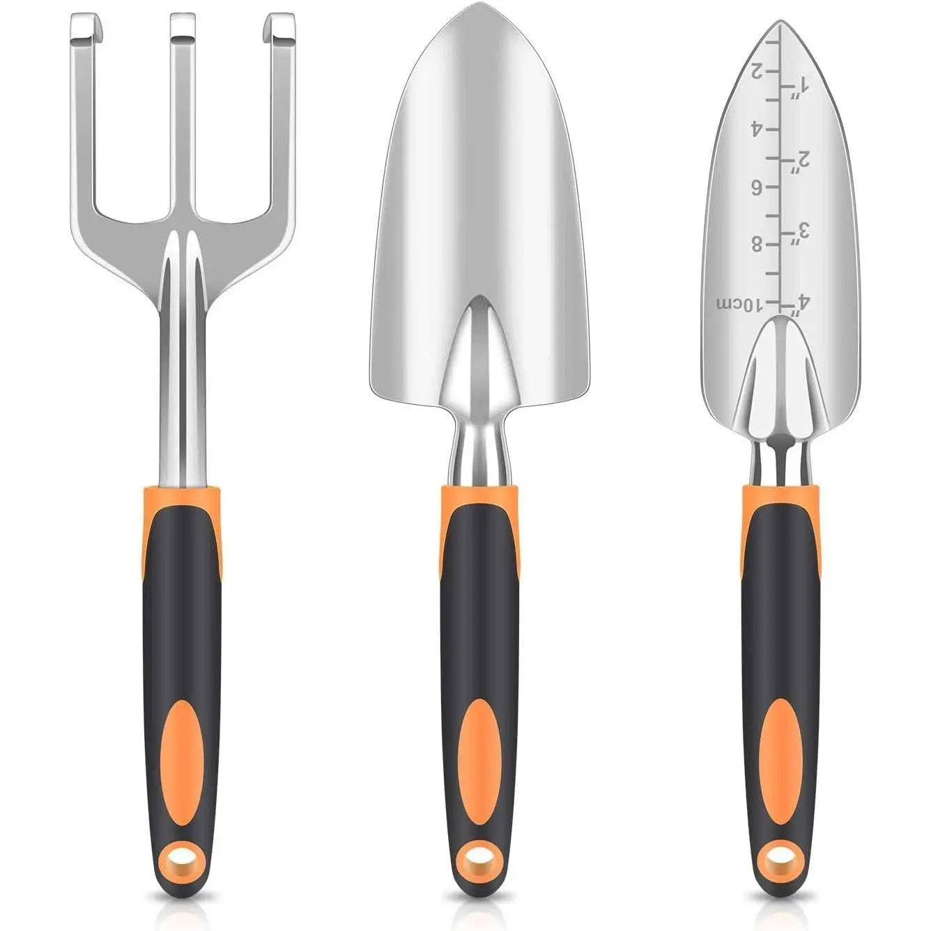Gardening Tools Set of 3 - Premium Magnesium-Aluminum Hand Tools with Comfort Grip for Home & Farm Use