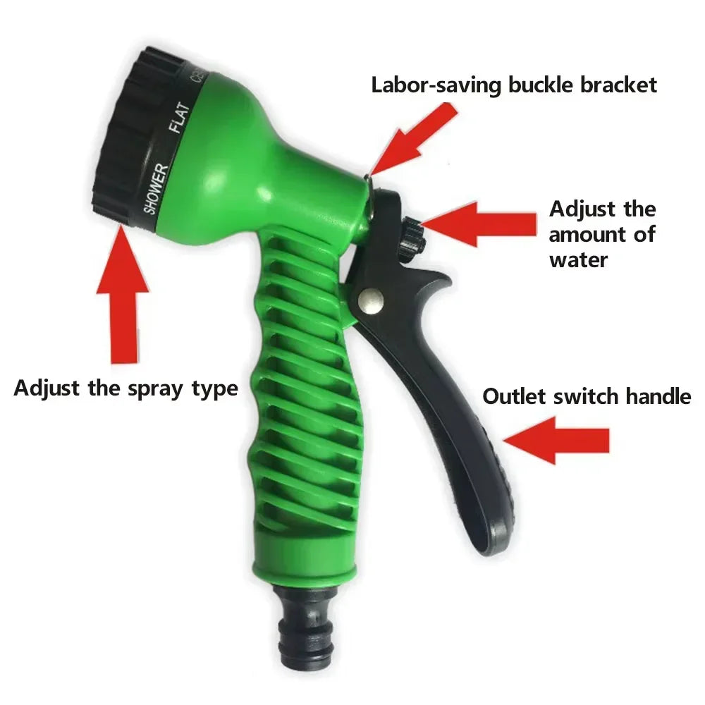 25FT-125FT Expandable Magic Hose Lightweight Design Durable Materials 7 Water Spraying Functions Gun Home Garden Watering Tools
