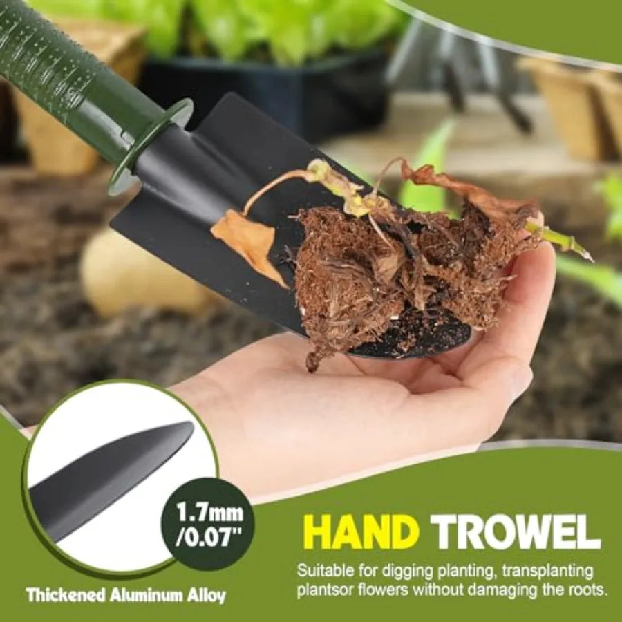 Garden Tool Set4 Pieces Garden Tools Including Hand Shovel Transplant Shovel Weeder and Hand Rake with Non-Slip Handle Idea for