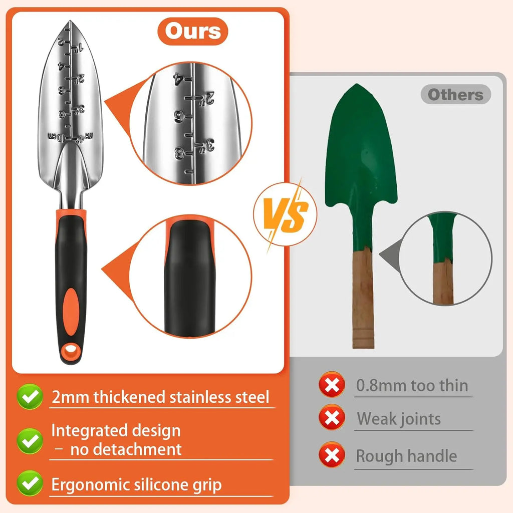 Gardening Tools Set of 3 - Premium Magnesium-Aluminum Hand Tools with Comfort Grip for Home & Farm Use